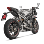 ADA approved Triumph 765 Speed Triple Akrapovic Exhaust system angle