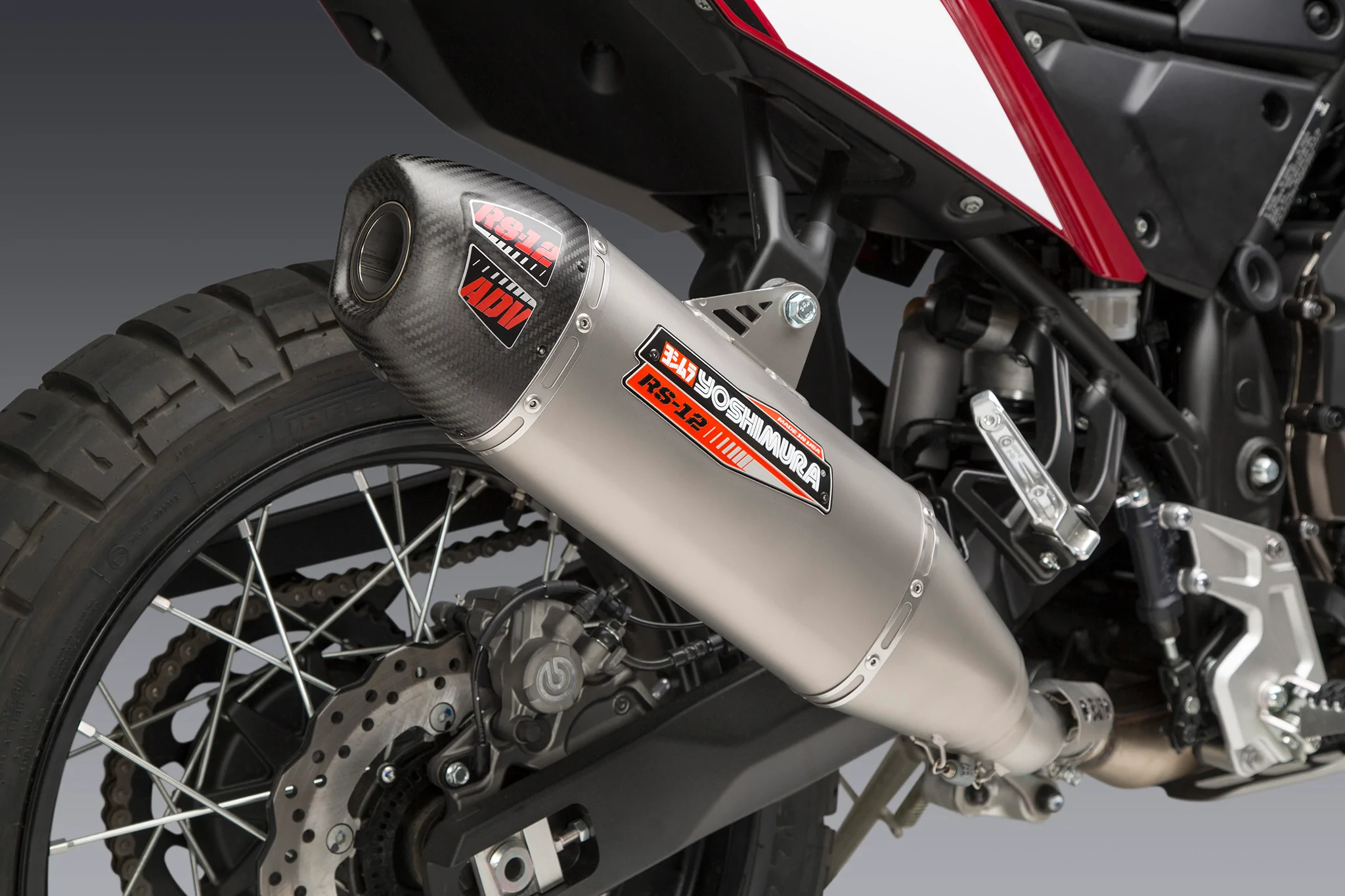 Tenere 700 21-22 Yoshimura RS-12 Stainless Slip-On Exhaust, With Stainless 2