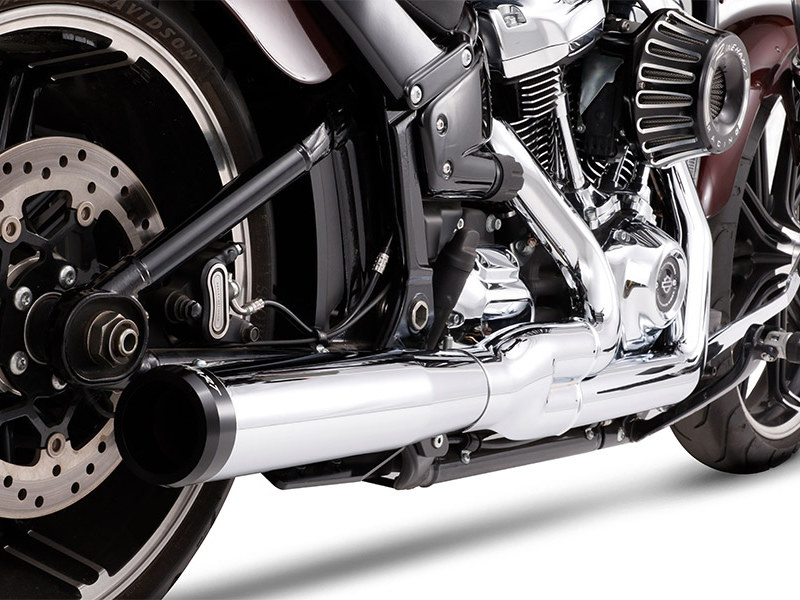 2-into-1 Exhaust – Chrome with Black End Cap. Fits Heritage Classic, Sport Glide, Fat Boy & Breakout 2018up 2
