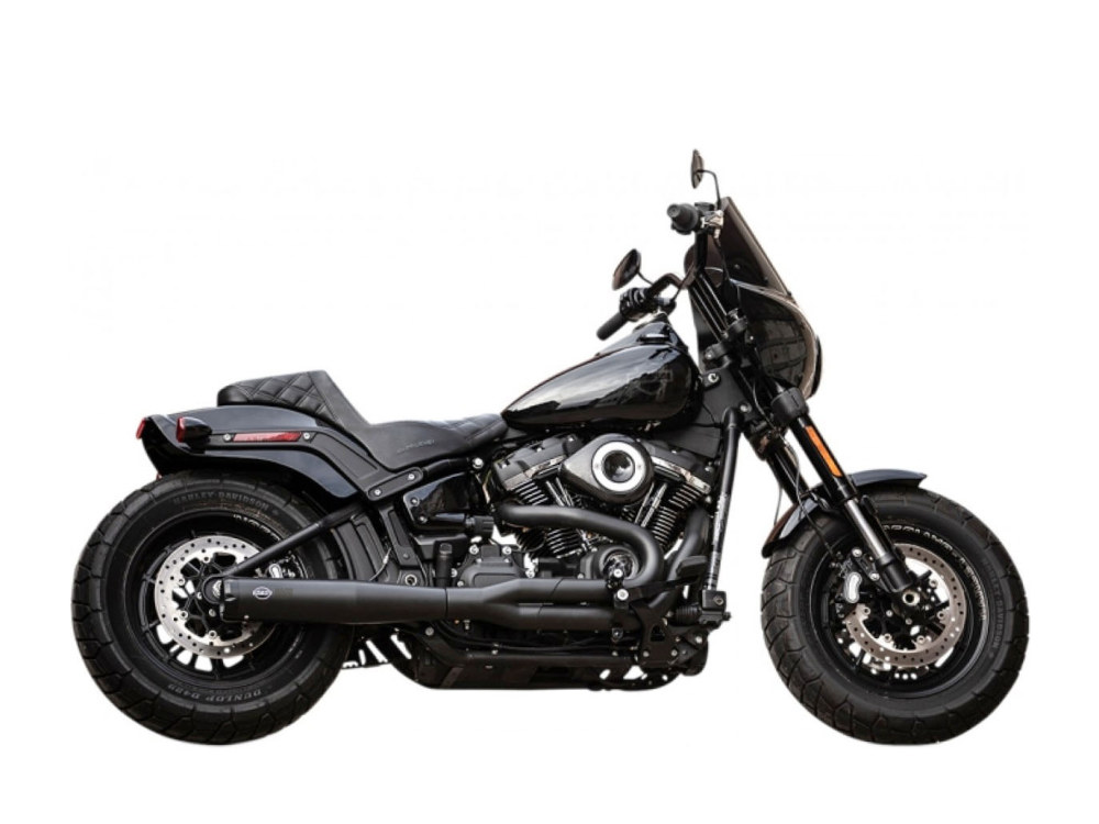 2-into-1 SuperStreet Exhaust – Black with Black End Cap. Fits Softail 2018up Non-240 Rear Tyre Models