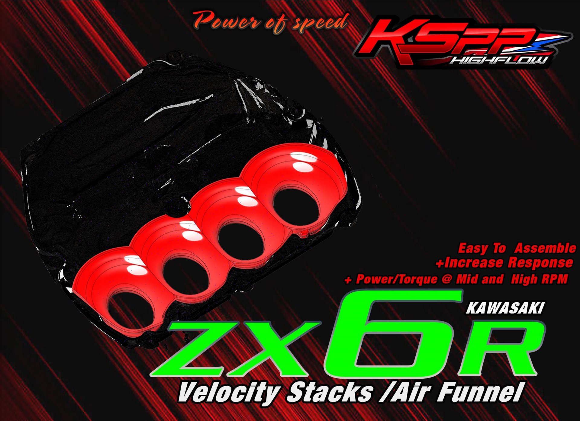 Kawasaki ZX-6R 19-23 KSPP High flow velocity stacks