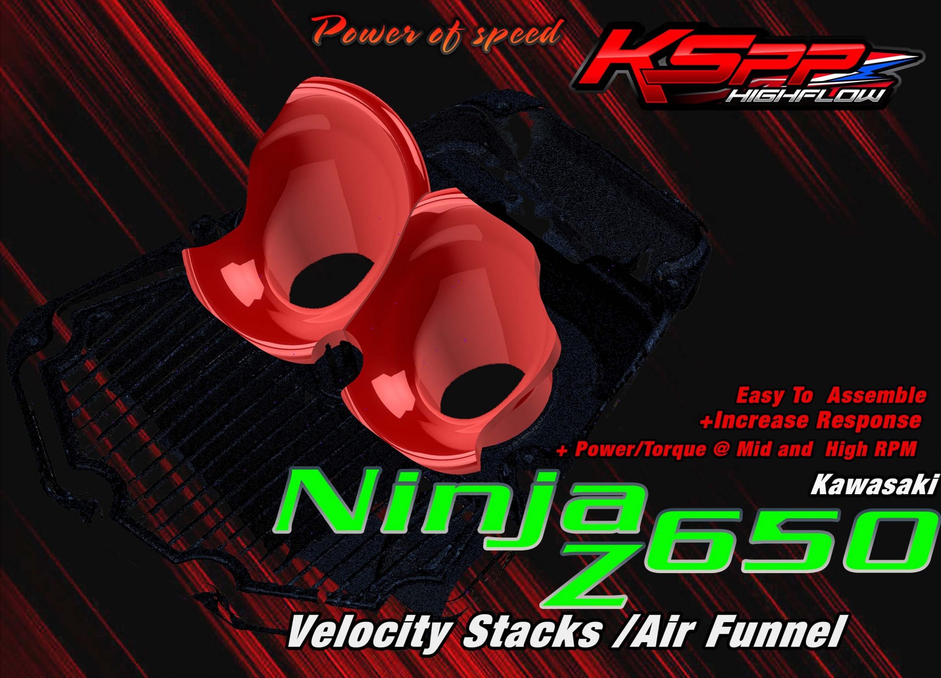 Ninja650 Z650 KSPP high flow Velocity stack