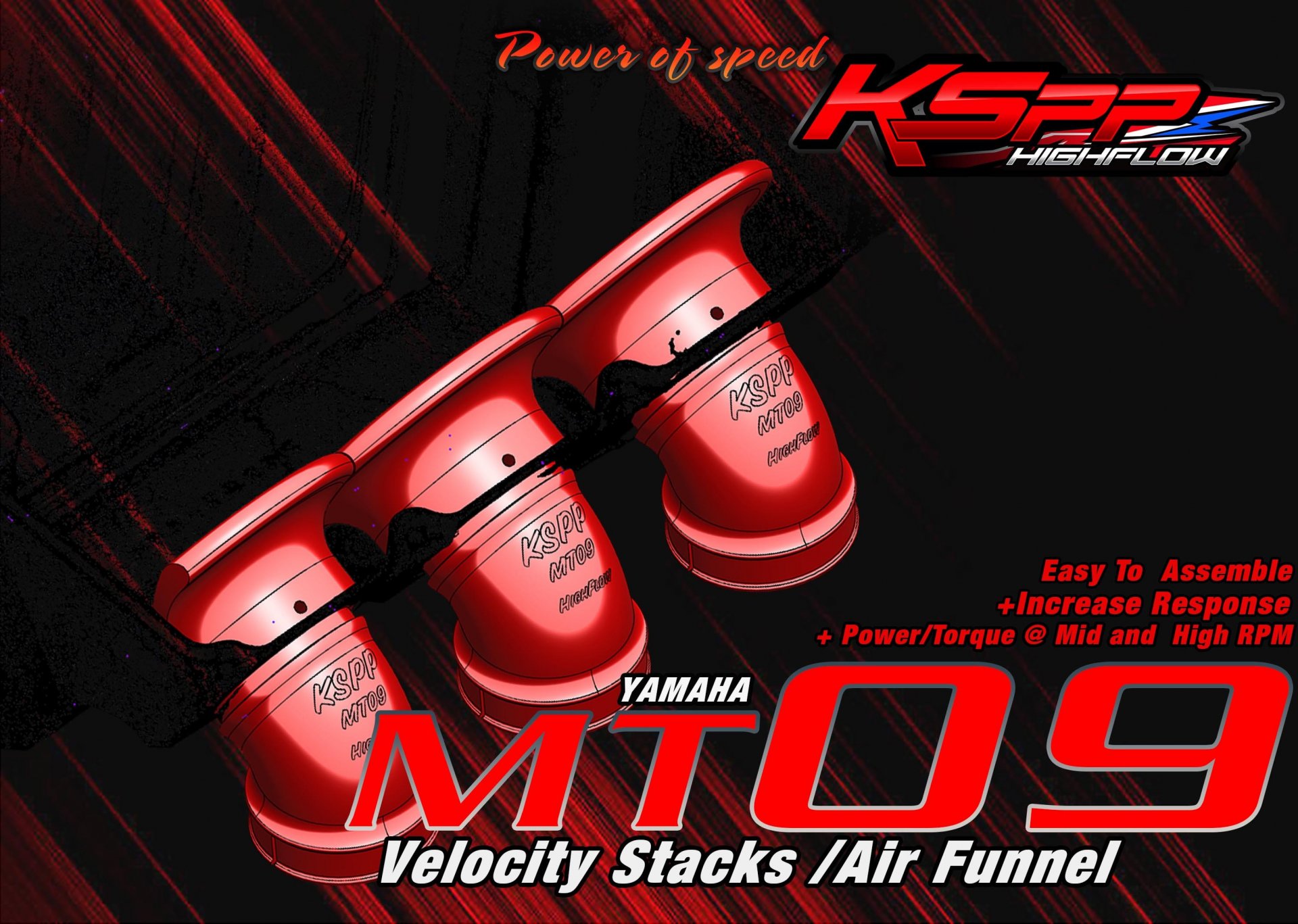 Yamaha MT-09 KSPP gen 1 2 High flow velocity stacks 1