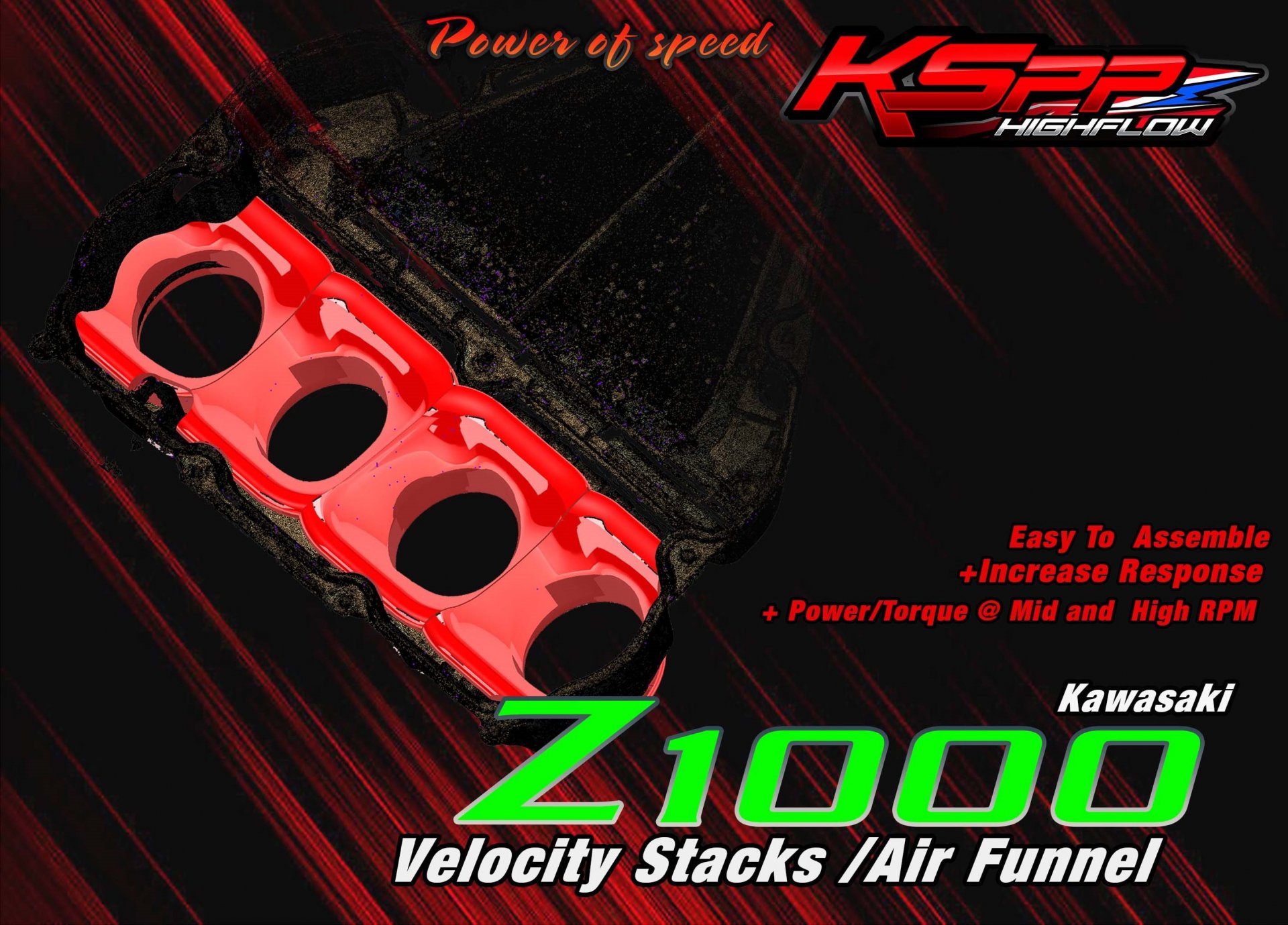 Kawasaki Z1000 KSPP High flow velocity stacks