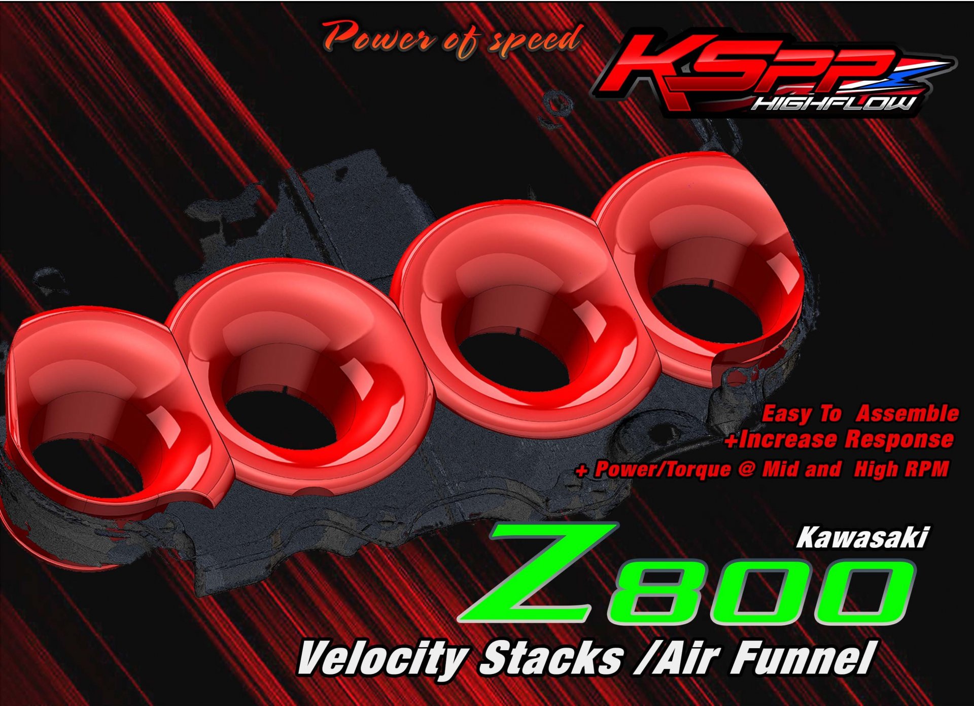 Kawasaki Z800 KSPP High flow velocity stacks