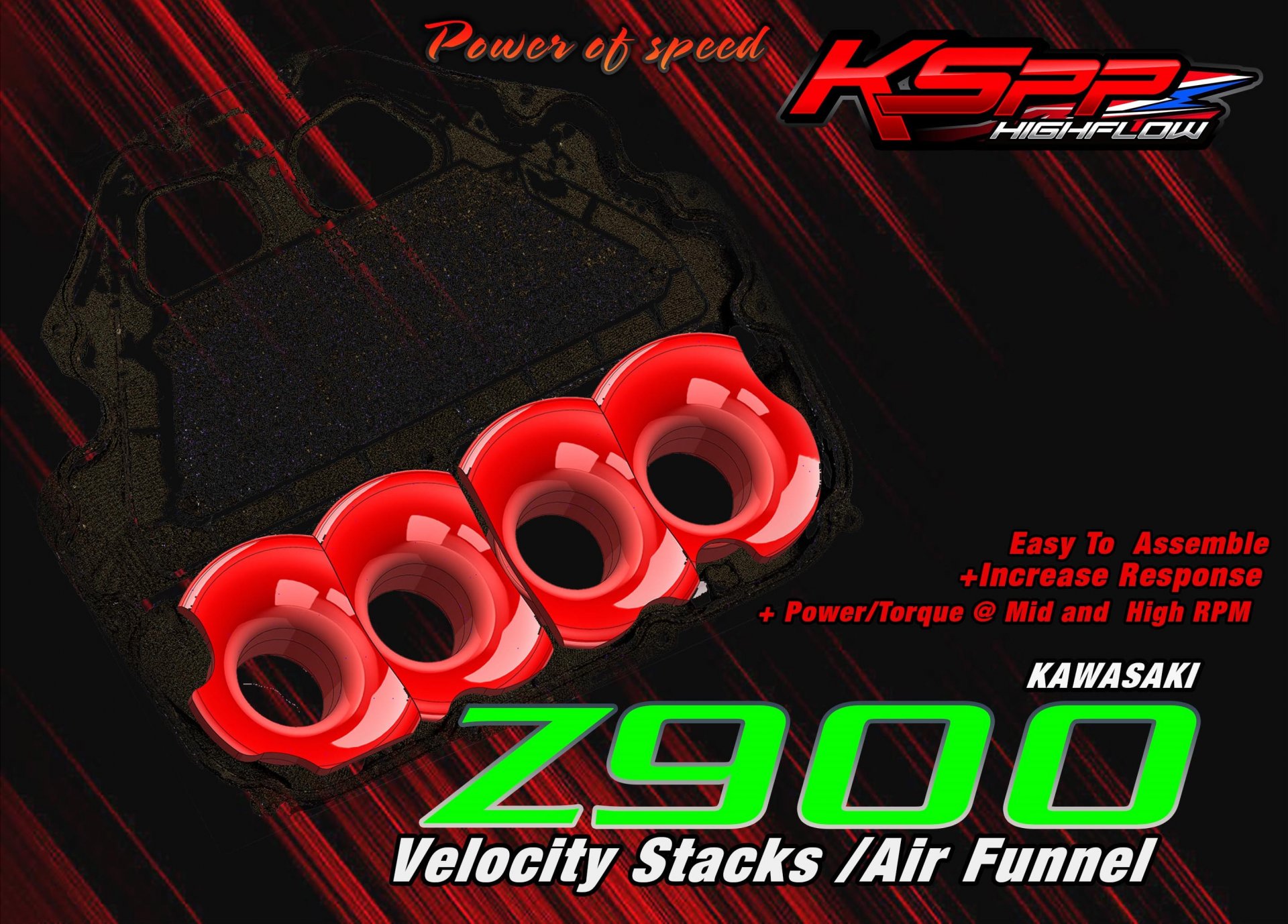 Kawasaki Z900 KSPP High flow velocity stacks